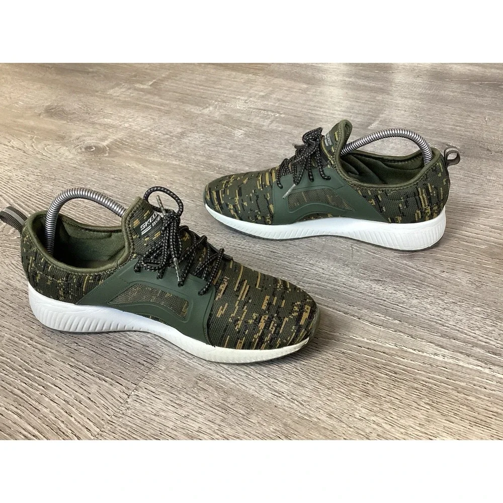 BOBS by Skechers Shoes Sneakers Womens Size 9.5 Green Lace Up Memory Foam 31363